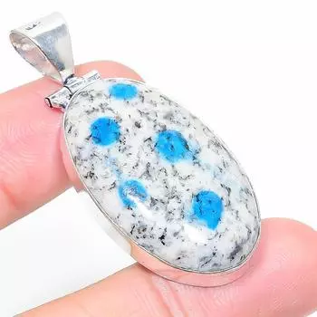 Подвеска из натурального драгоценного камня K2 Blue Azurite из стерлингового серебра 925 пробы 2,05 дюйма U5R27