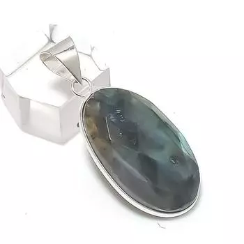 Подвеска из серебра 925 пробы с драгоценным камнем лабрадоритом ручной работы 1,65 дюйма k8k74