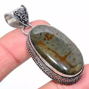 Подвеска из серебра 925 пробы с натуральным полихромным драгоценным камнем ручной работы 2,09 дюйма Q1T46