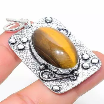 Подвеска из серебра 925 пробы с натуральным тигровым глазом, ручная работа, 2,13 дюйма q2o44