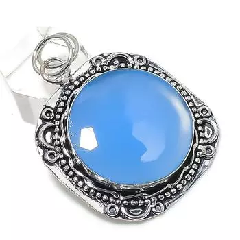 Подвеска из серебра 925 пробы с натуральным халцедоном 2,17 дюйма s7C19