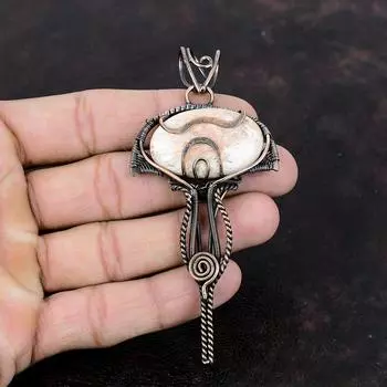 Подвеска из сколецита, медная проволочная обертка, сколецитовая бижутерия, ручная работа, медная подвеска, натуральный драгоценный камень, проволочная обертка, кулон для подарка