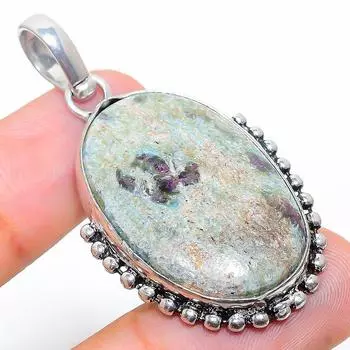 Подвеска из стерлингового серебра 925 пробы с драгоценным камнем RubyFuchsite, 1,85 дюйма, b5f63