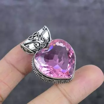 Подвеска из стерлингового серебра 925 пробы с розовым кунцитом, 1,50 дюйма, m3u94