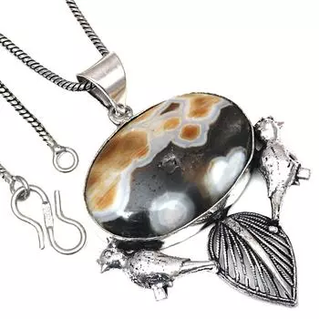 Подвеска Ocean Jasper Gemstone Handmade Gift For Her Silver Jewelry 2