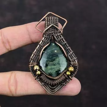 Подвеска Ocean Jasper, подвеска из медной проволоки с драгоценным камнем, потрясающая медная бижутерия, совершенно новая подвеска ручной работы, потрясающий подарок для друга