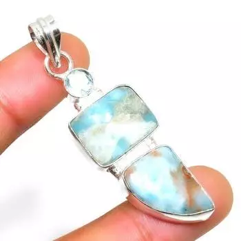 Подвеска Republic Larimar с синим топазом и серебром 925 пробы, 2,27 дюйма 2.27 синий