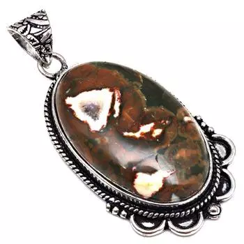 Подвеска с драгоценным камнем Rainforest Jasper, подарок на День матери, серебряное украшение, 2 дюйма