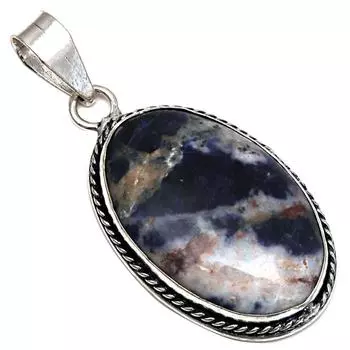 Подвеска с драгоценным камнем содалит, подарок для нее, серебряное украшение 2 дюйма
