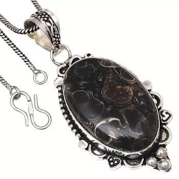 Подвеска Turtella Jasper Gemstone Handmade Gift For Her Silver Jewelry 2.25