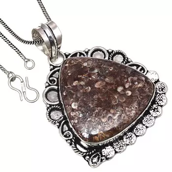 Подвеска Turtella Jasper Gemstone Handmade Gift For Her Silver Jewelry 2.25