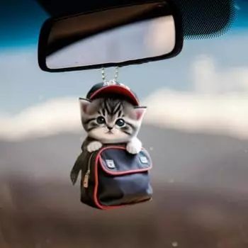 Подвеска в форме кошки, автомобильное подвесное украшение, реалистичный вид, легко повесить авто зеркало заднего вида 1pc 7.6cm