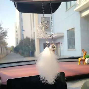 Подвеска в виде ловца снов для автомобиля, белое пушистое перо, мягкое подвесное украшение для дома, настенная подвеска, украшения для автомобиля, подарки, новинка