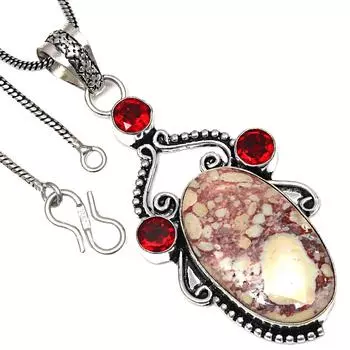 Подвеска Wild Horse Jasper Garnet Jewel Handmade Этнические серебряные украшения 2.5