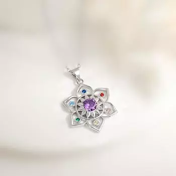 Подвеска Wind Hollow Floral с новым сверкающим круглым фиолетовым краем, красочное ожерелье в виде лотоса