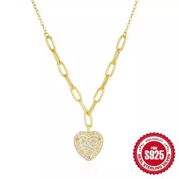 Подвеска Wind Peach Heart с инкрустацией из циркония, полный бриллиант, украшение на шею в форме любви, персонализированное ожерелье с креплением 925 silver золотой