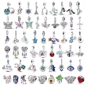 Подвески FitFashion, серебро 925 пробы, оригинальный браслет, светящийся светлячок, бабочка, черепаха, перо, голубые глаза, бусины, сделай сам, повседневные украшения, подарок