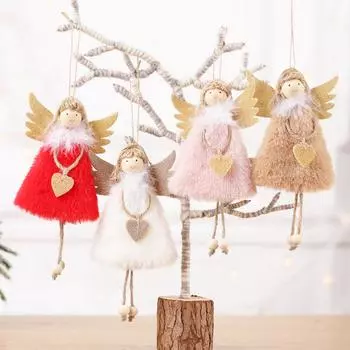 Подвески на елку из плюшевого пера в виде ангела - Cute Love Vibe Plush Love Angel Pendant хаки