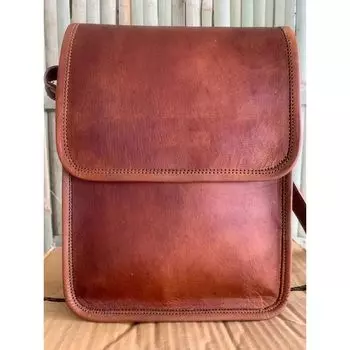 Подвесная сумка из козьей кожи, портфель для ноутбука, мужская сумка-мессенджер, настоящая сумка 11 x 9 in коричневый