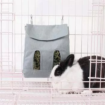 Подвесной держатель для мешков с сеном, дозатор для кормления, контейнер для кроликов, морских свинок, мелких животных, домашних животных S синий