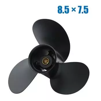 Подвесной гребной винт 8,5x7,5 подходит для двигателей Tohatsu Mercury 8HP 9,8HP MFS8/9,8 NSF8/9,8 9,9HP 12 зубчатых шлицев 3B2B64515-1 чёрный