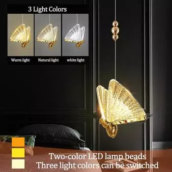 Подвесные светильники Butterfly Led Nordic Hanging Lamp Indoor Lighting For Bedside Living Dining Room Kitchen Pendente iluminao Warm light