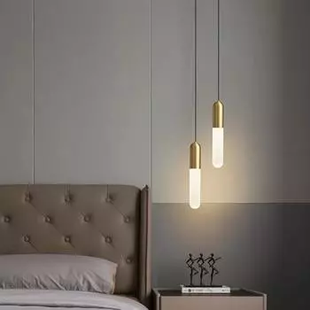 Подвесные светильники Nordic Long Acrylic, простые светодиодные светильники для кухни, острова, ресторана, черные латунные светильники для прикроватной тумбочки Cold White