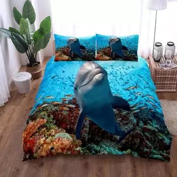 Подводные рыбы пододеяльник комплект King Queen Double Full Twin Single Size пододеяльник наволочка комплект постельного белья 70x133cm 2pcs