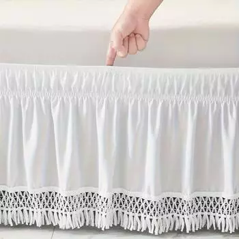 Подзор для кровати Twin/Full/Queen/King Size с эластичной кружевной отделкой и оборками, устойчивый к складкам и выцветанию, прочный, устойчивый к истиранию материал