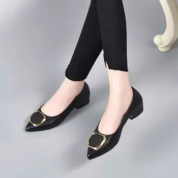 Pointed high heels women s spring and summer new square buckle one-pedal professional dress light mouth single shoes thick heel work shoes 34