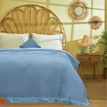 Покрывало двуспальное Buca Wool Bedacta Синий 220x240 см