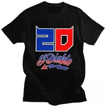 Пользовательские Fabio Quartararo Motor Racing футболка Мужская хлопковая футболка Awesome Tee короткий рукав El Diablo 20 футболка приталенная одежда S чёрный