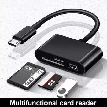 Полезный универсальный стабильный адаптер USB 2.0/Type-C 3-в-1 для многофункционального устройства чтения карт памяти для мобильного телефона Устройство чтения карт Micro-SD USB белый