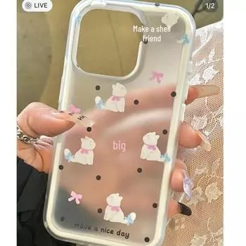 Polka Dot Cat Soft Case for iPhone 16 Pro/14/13/12/SE/XR/XS Max/7/8 Plus iPhone 13