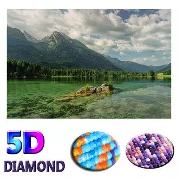 Полная 5D Алмазная картина Горы и водные пейзажи Алмазная вышивка 20X30CM