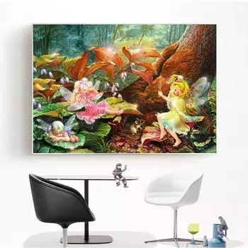 Полная круглая алмазная картина Феи 5d Diy Алмазная вышивка Крестом 20X30CM