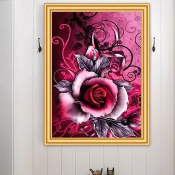 Полная квадратная круглая дрель 5D DIY Алмазная картина Красный цветок Вышивка крестом Алмазная вышивка Мозаика Художественная картина Стразы Декор Full Round 20X30CM