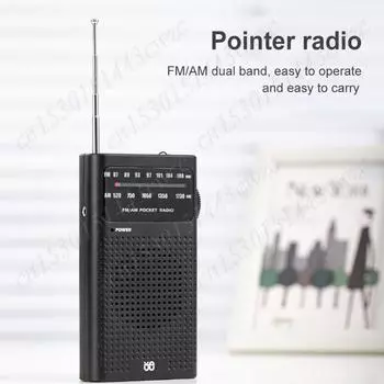 Полнодиапазонный AM FM-радиоприемник 3,5 мм AUX Портативный указательный радиоприемник Телескопическая антенна Стереорадио Лучший прием для бега Кемпинга Путешествия чёрный