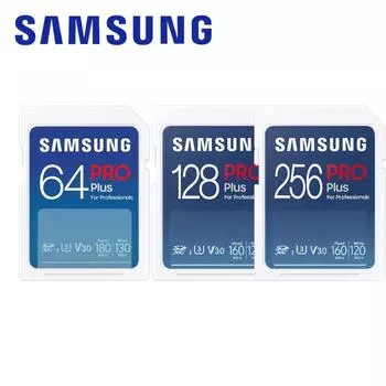 Полноразмерная карта SDXC SAMSUNG PRO Plus, UHS-I, U3 V30, чтение 160 МБ/с, запись 120 МБ/с