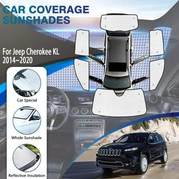 Полные чехлы солнцезащитные козырьки для Jeep Cherokee KL 2014~ Солнцезащитная накладка на окно козырек лобовое стекло тень автомобильные аксессуары Rear Windows