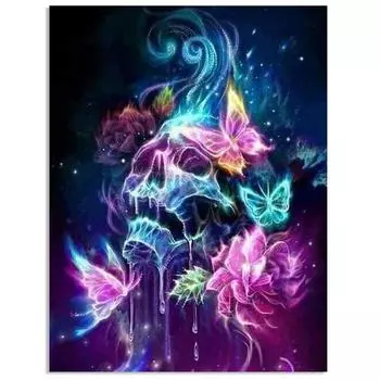 Полный 5D Diy Алмазная картина Ambilight Череп Вышивка Крестом Домашний Декор Ручной Подарок 25x30cm