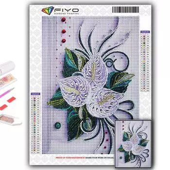 Полный 5D Diy Алмазная картина Цветы 5D Алмазная картина Full Round 20X30CM