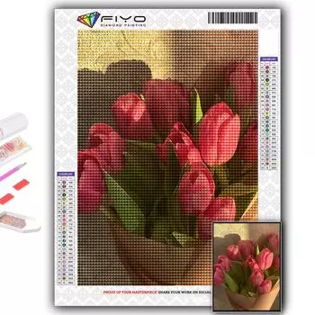 Полный 5D Diy Алмазная картина Цветы Тюльпаны 5D Алмазная картина Full Round 20X30CM