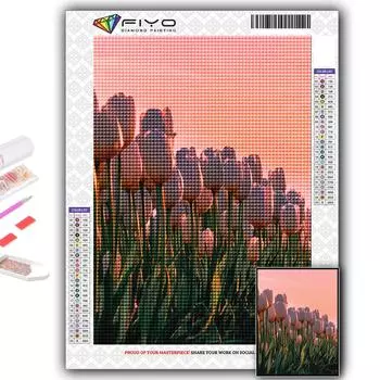Полный 5D Diy Алмазная картина Цветы Тюльпаны 5D Алмазная картина Full Round 20X30CM