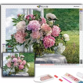 Полный 5D Diy Алмазная картина Цветы в горшках 5D Алмазная картина Full Round 20X30CM