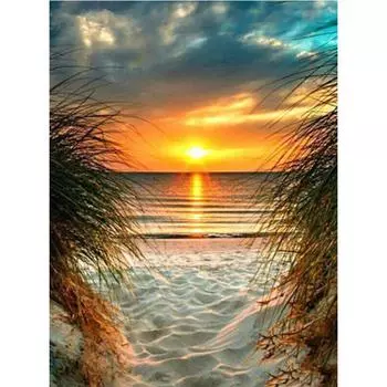 Полный 5D Diy Алмазная картина Ocean Beach Закат Алмазная вышивка Полный вышивка крестом Домашний декор Подарок ручной работы 20x30cm