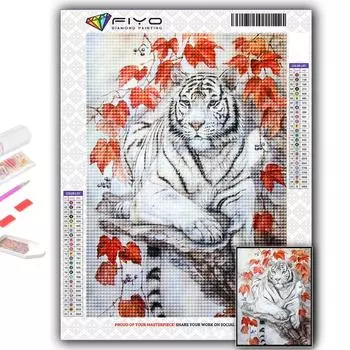 Полный 5D Diy Алмазная картина Свирепый зверь Тигр 5D Алмазная картина Full Round 20X30CM