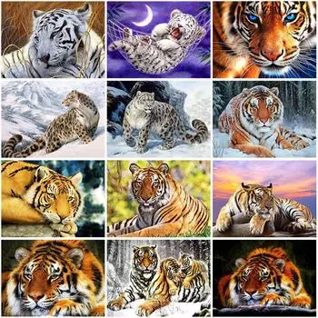 Полный набор для вышивки крестом 5D DIY Diamond Magic Tiger Style Diamond Вышивка крестиком Домашний декор Подарки ручной работы