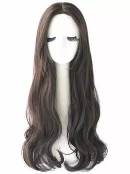 Полный парик One Len Super Long Curl No Bangs Long Paric Nuance Event Cosplay Straight Wave Two Tone Two Tone (Темно коричневый) темно-коричневого