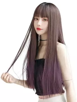 Полный парик с небольшим тепловым эффектом Harajuku Comb Pink Beige, длинный, прямой, парик, натуральный, косплей, короткий, лицо, популярный, устойчивый, модный, сетка/с (Черный и МИКС)